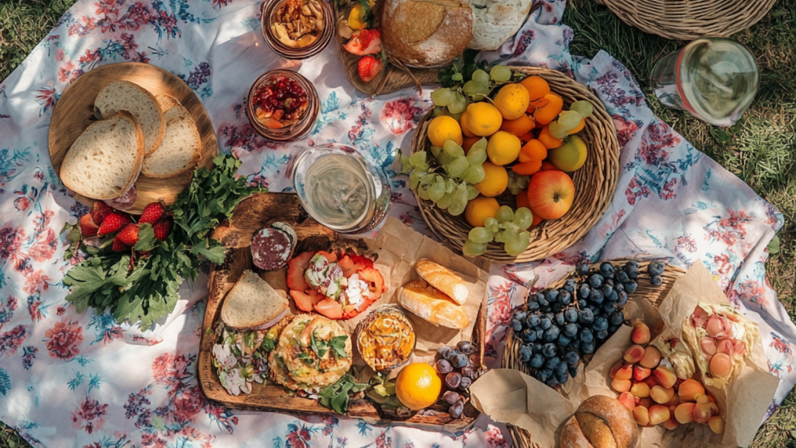 picknickkleed met snacks en drankjes