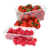 Foto van Frambozen of Hollandse aardbeien