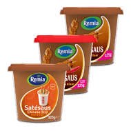 Remia satésaus kant & klaar Foto van Remia satésaus kant & klaar