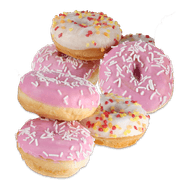 Foto van Mini disco of pink donuts