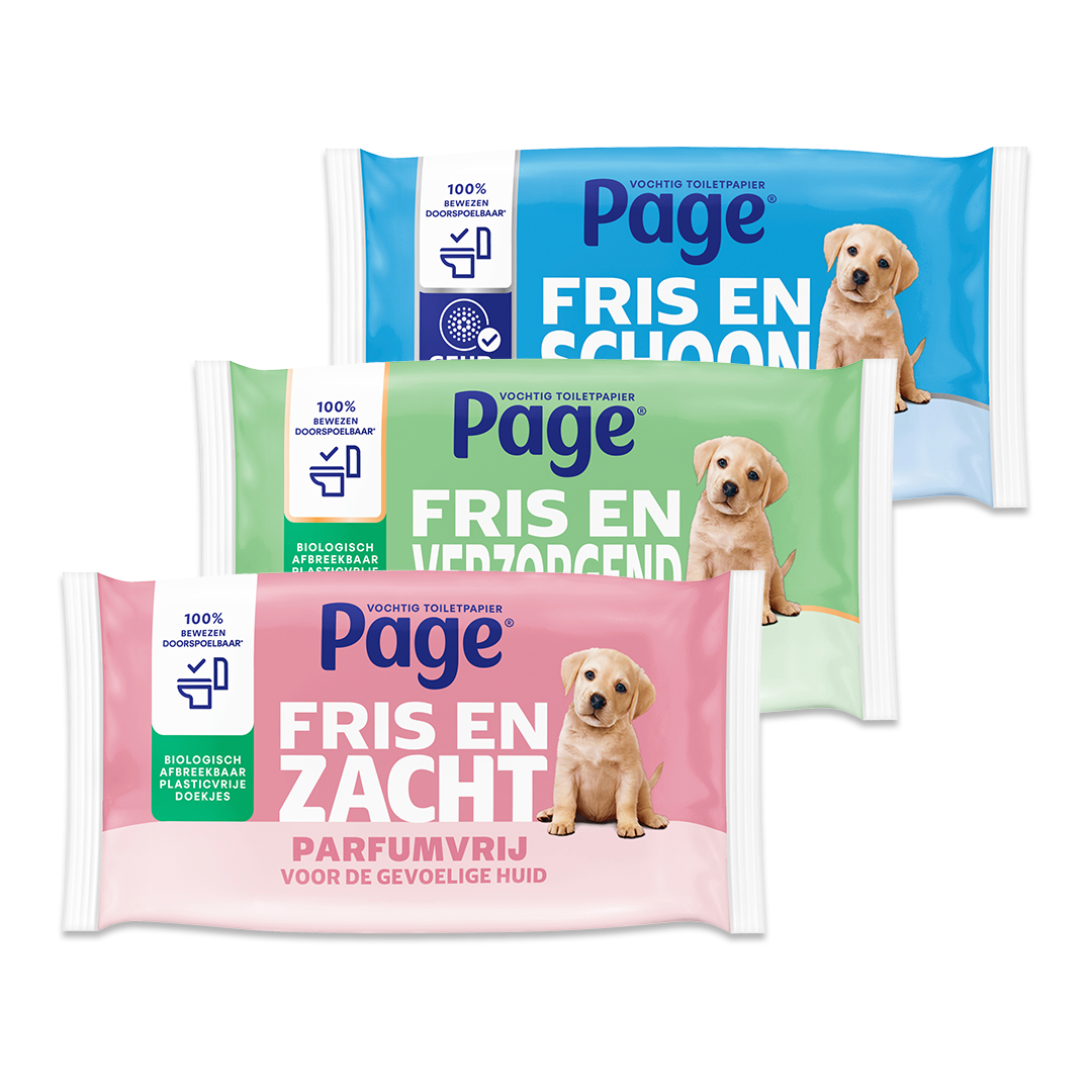 Page vochtig toiletpapier