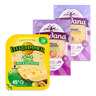 Foto van Leerdammer of Landana kaasplakken