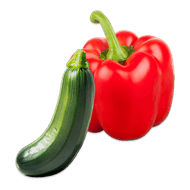 Hollandse courgette of rode paprika Foto van Hollandse courgette of rode paprika