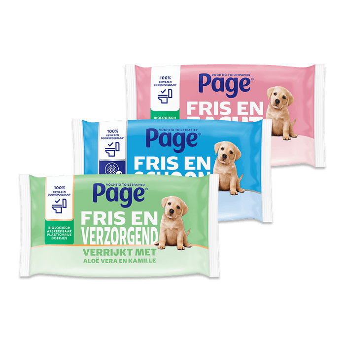 Page vochtig toiletpapier