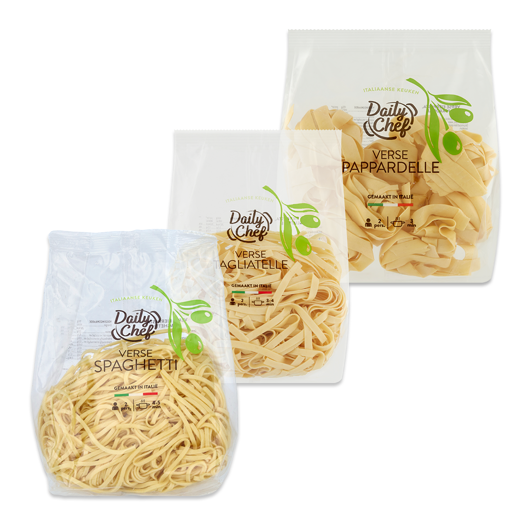 Daily Chef verse pasta Spaghetti, tagliatelle of pappardelle