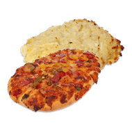 Vegetarische mini pizza of kaas-uien kruier Foto van Vegetarische mini pizza of kaas-uien kruier