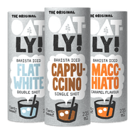 Foto van Oatly ijskoffie of matcha drink