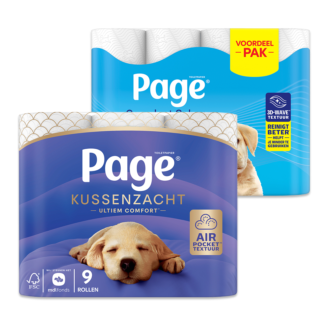 Page toiletpapier Kussenzacht of Compleet Schoon