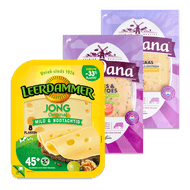 Foto van Leerdammer of Landana kaasplakken