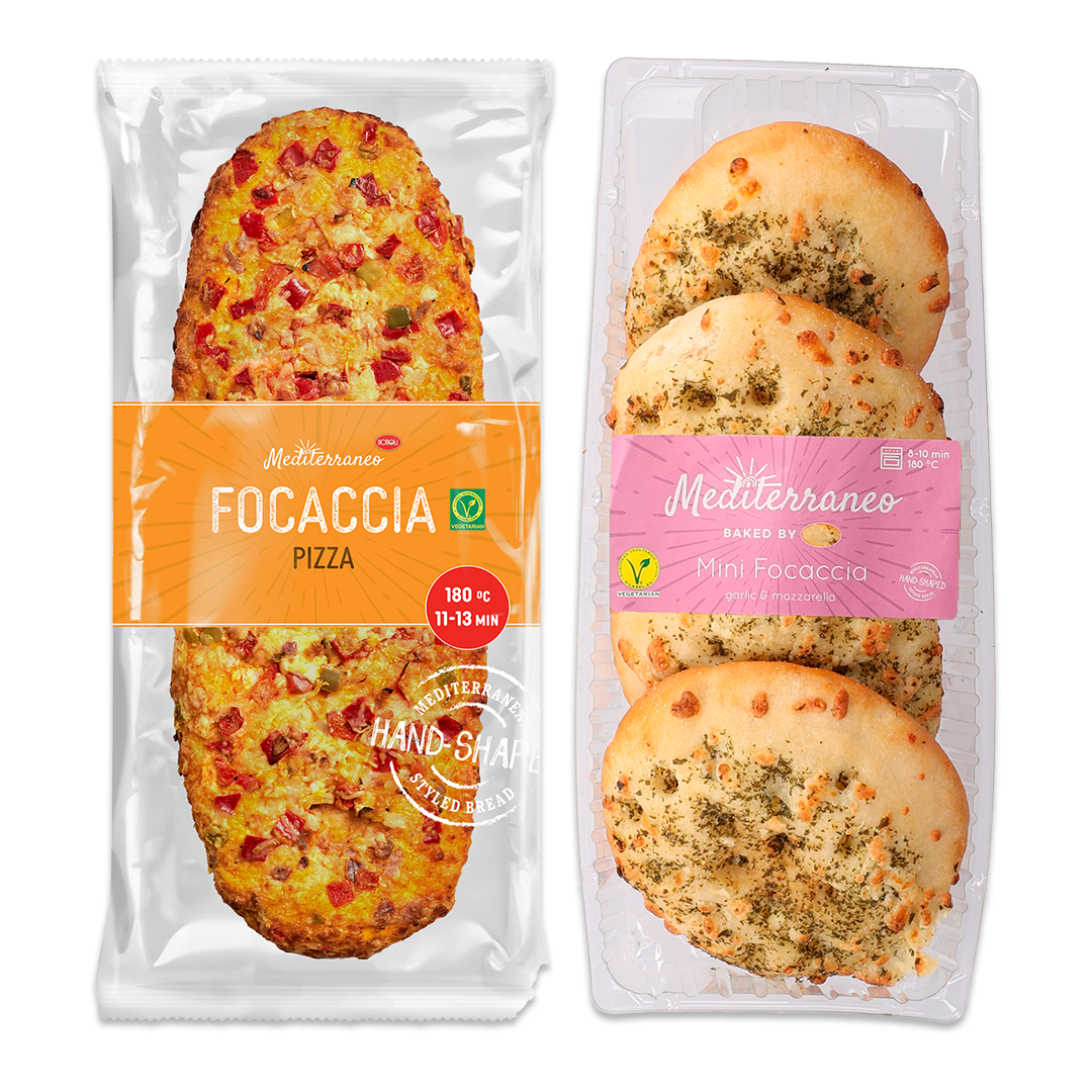 Mediterraneo pizza of mini focaccia's