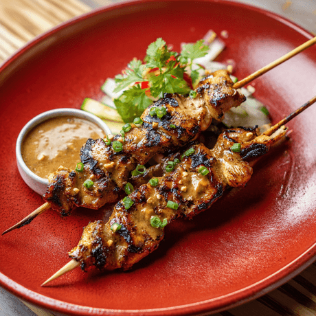 Kipsaté met pindasaus