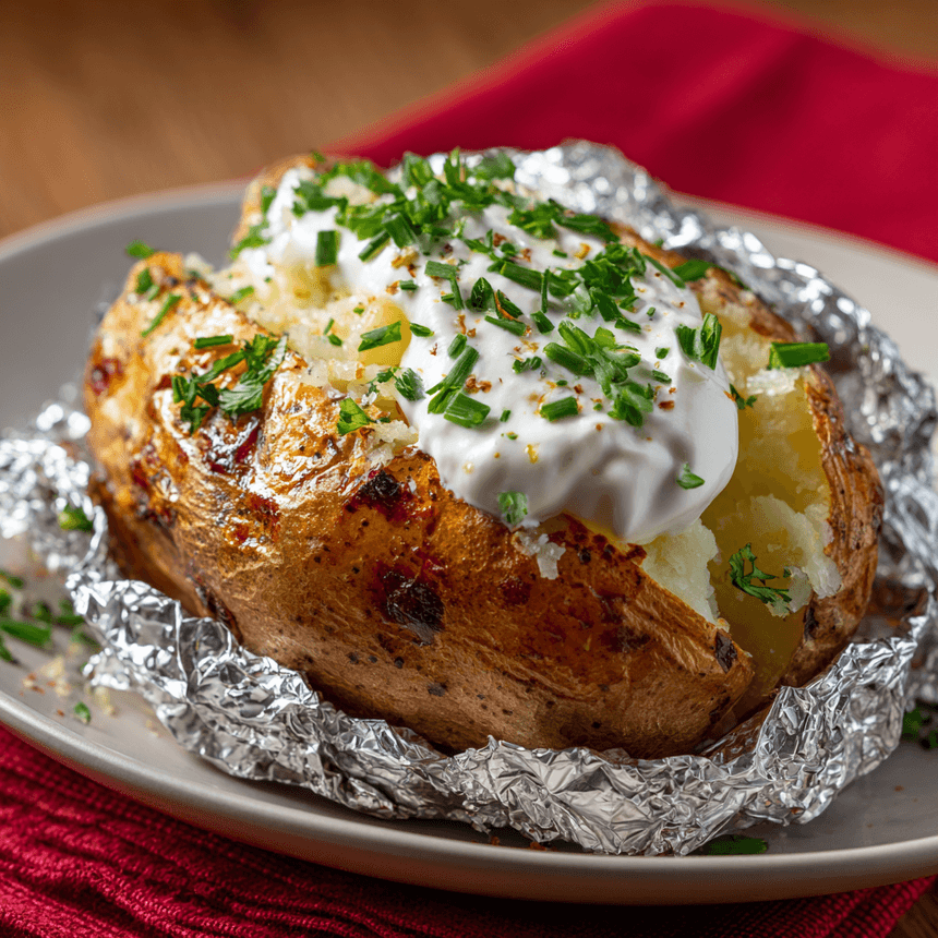 Gepofte aardappelen met zure room