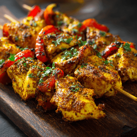 Kip kerriespiesjes van de BBQ