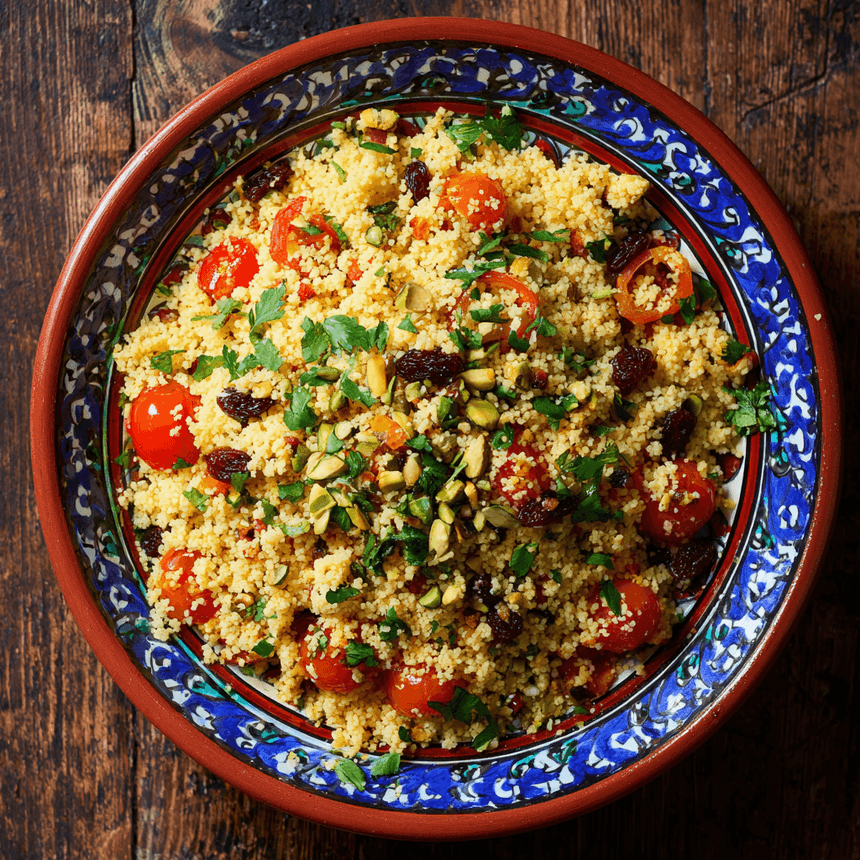 Couscous met rozijnen en pistachenootjes
