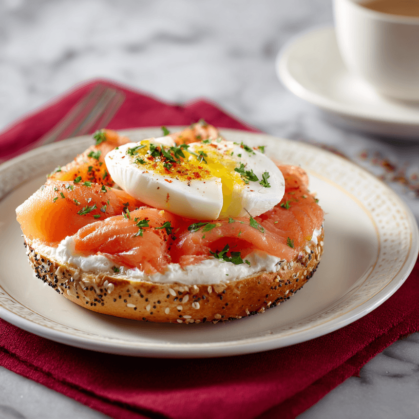 Bagel met spinazie en zalm