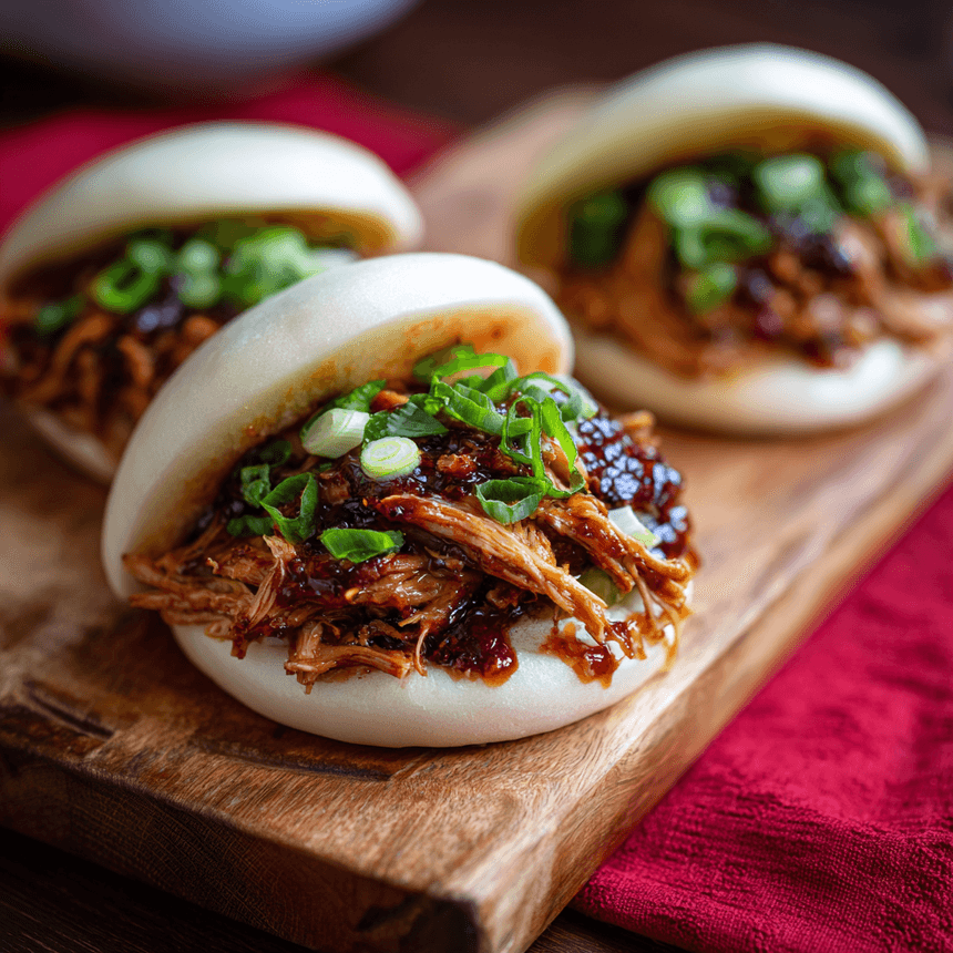 Pulled chicken in een bao bun