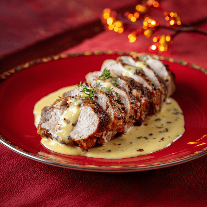 Varkenshaas met mosterdroomsaus