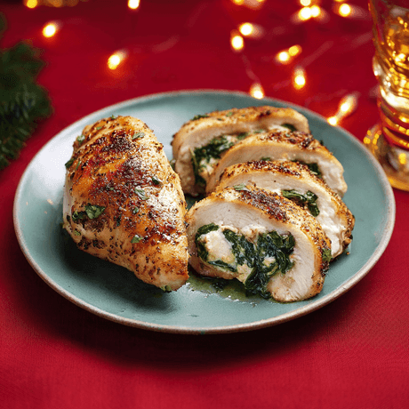 Kipfilet gevuld met spinazie en feta